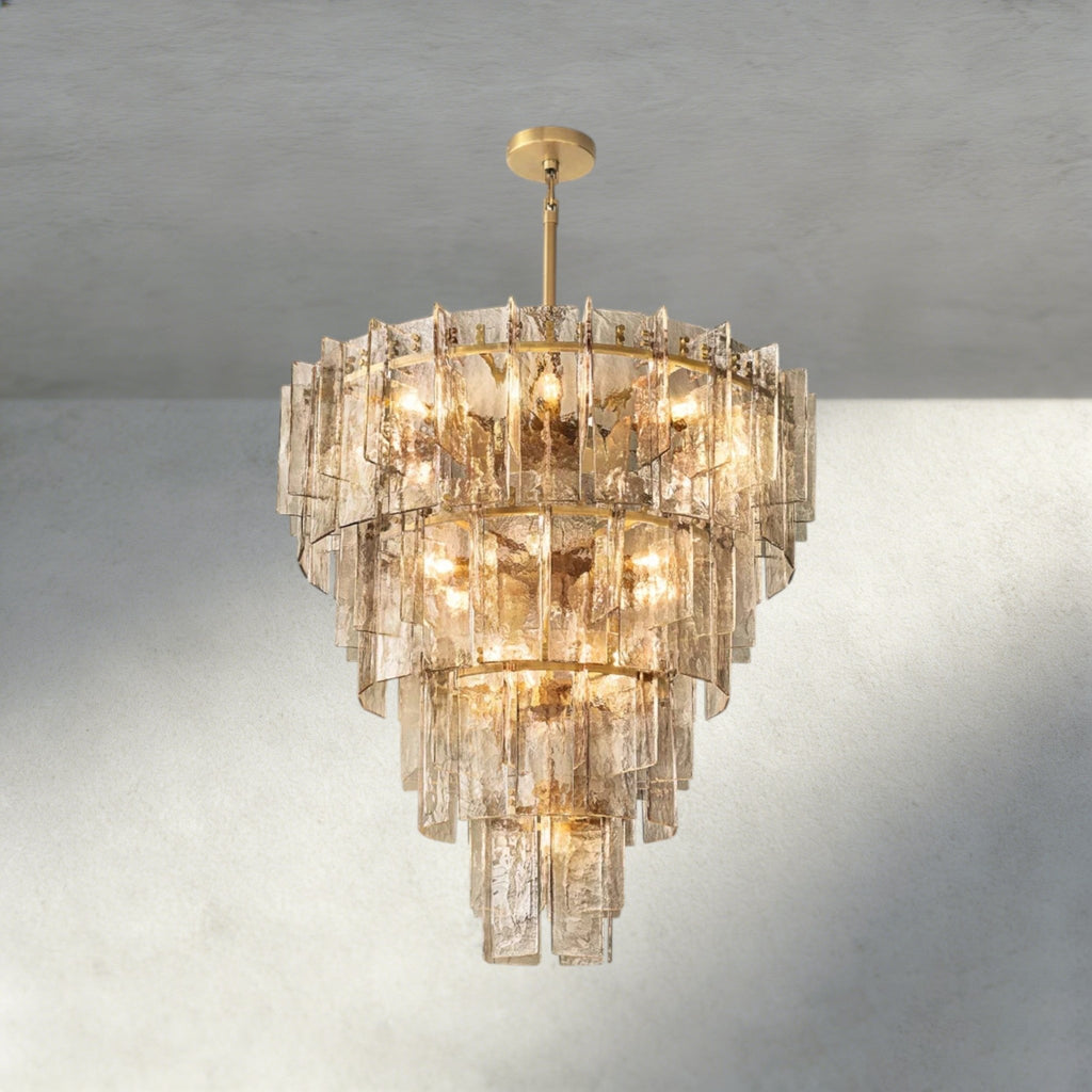 Lattlcy Smoke Glass Tiered Round Chandelier 36", 47" - fovolighting
