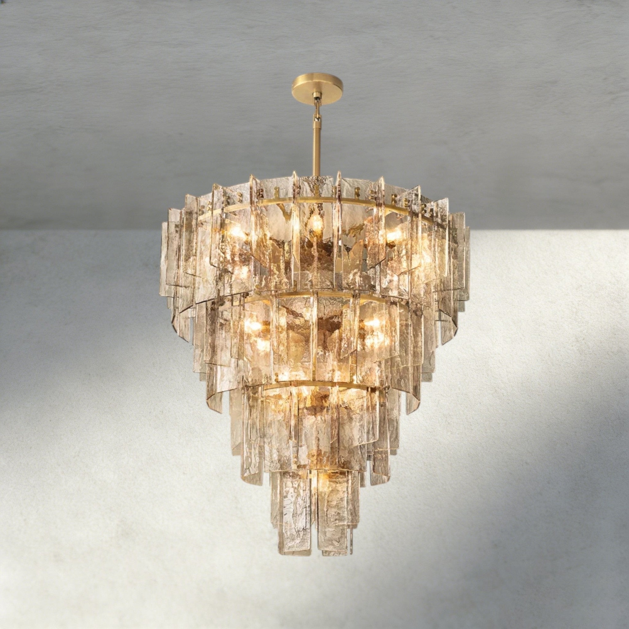 Lattlcy Smoke Glass Tiered Round Chandelier 36", 47" - fovolighting