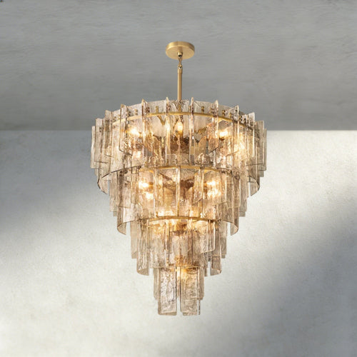 Lattlcy Smoke Glass Tiered Round Chandelier 36", 47" - fovolighting