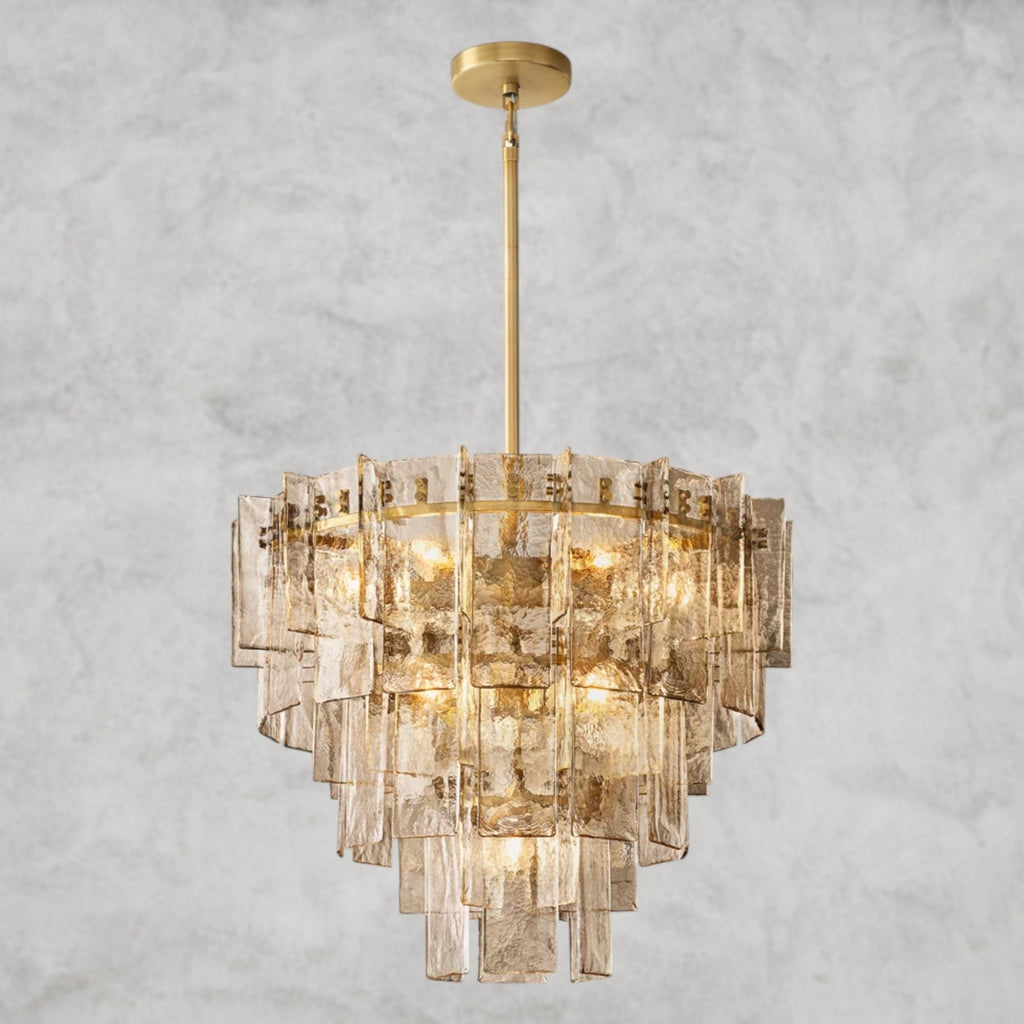 Lattlcy Smoke Glass Tiered Round Chandelier 36", 47" - fovolighting