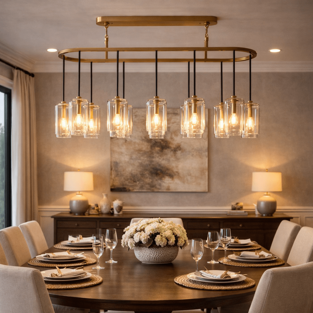 Lcaver Clear Glass Linear Chandelier - fovolighting