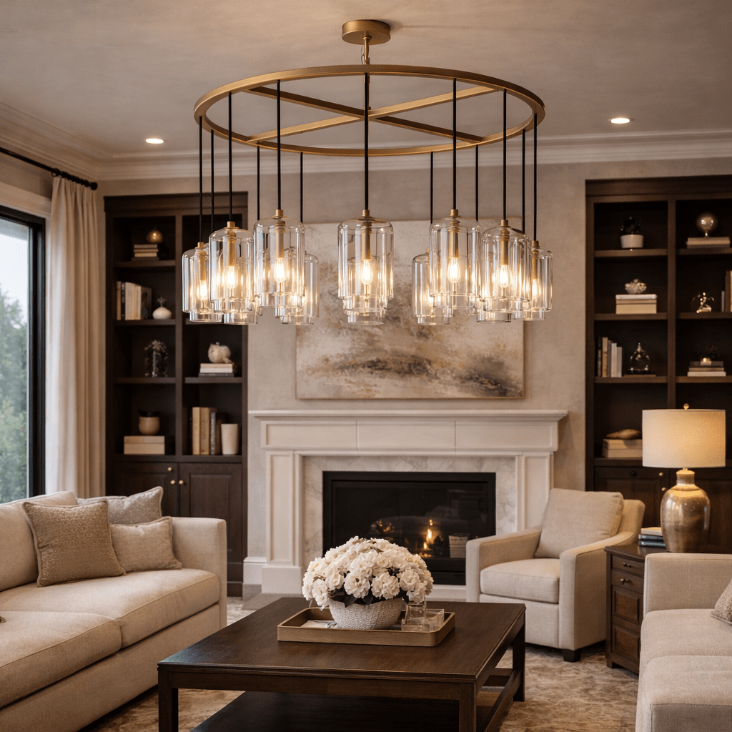 Lcaver Clear Glass Round Chandelier - fovolighting