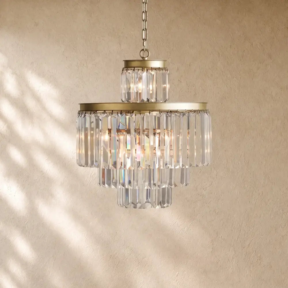 Leylend Tiered Round Chandelier Lighting - 11-Light 20.5’’ / Antique Brass