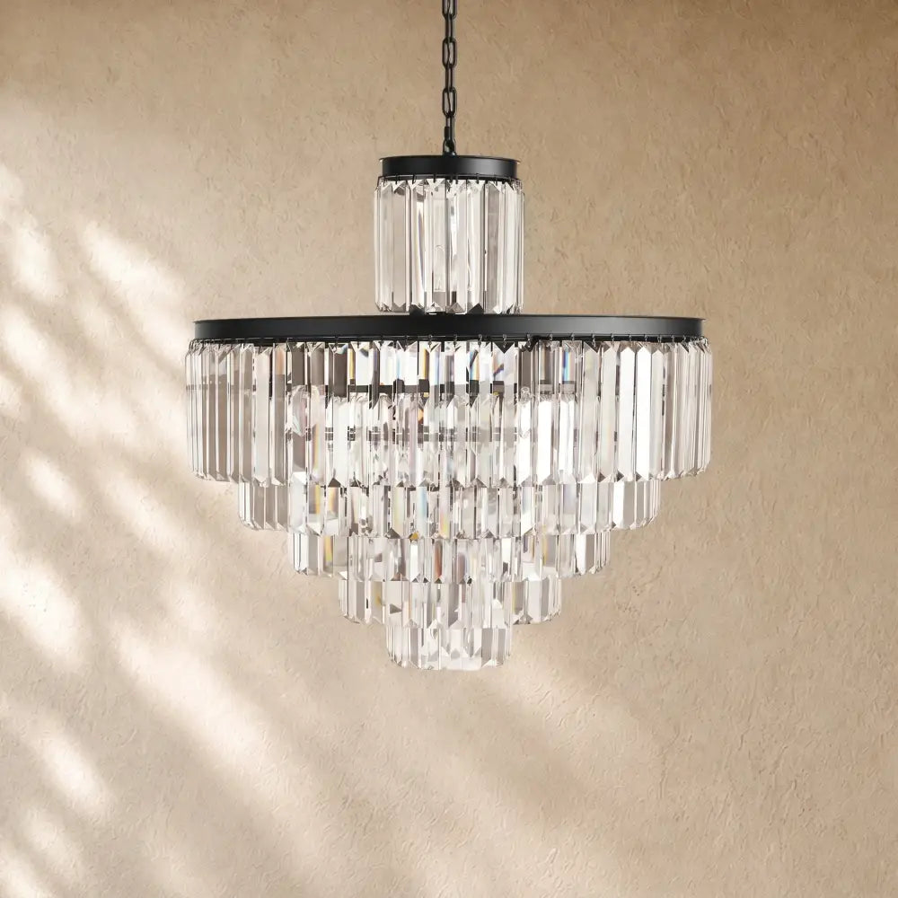 Leylend Tiered Round Chandelier Lighting - 22-Light 32.5’’ / Matte Black