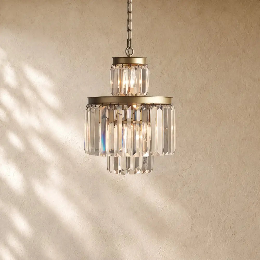Leylend Tiered Round Chandelier Lighting - 6-Light 15’’ / Antique Brass