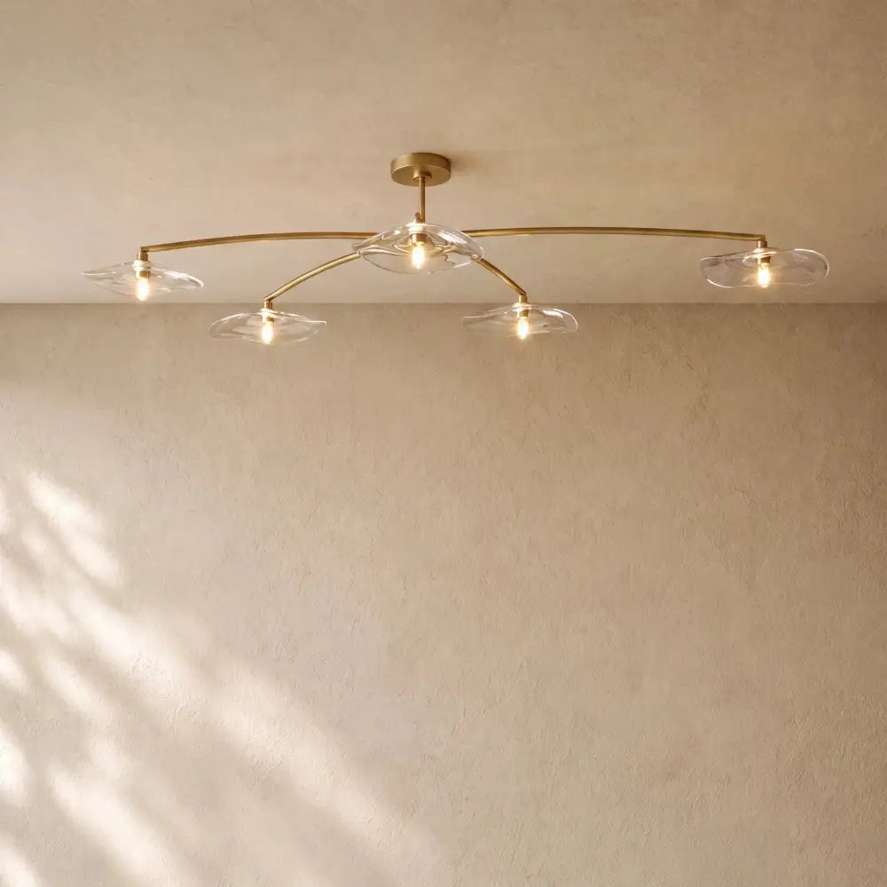 Liliy Clear Glass Flushmount - Brass / 48’’