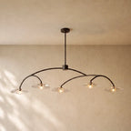 Liliy Clear Glass Linear Chandelier - Black / 60’’