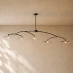 Liliy Clear Glass Linear Chandelier - Black / 80’’
