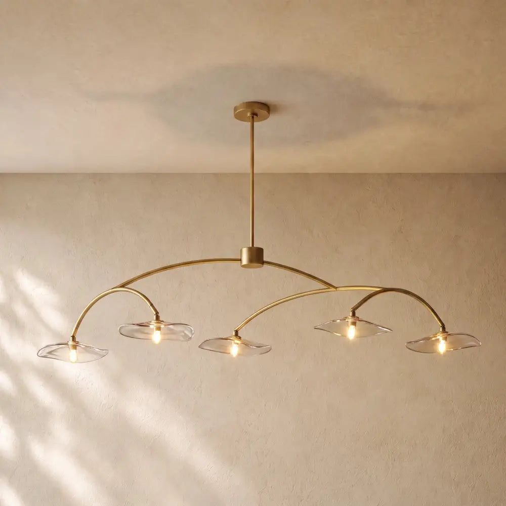 Liliy Clear Glass Linear Chandelier - Brass / 60’’