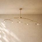 Liliy Clear Glass Linear Chandelier - Brass / 80’’