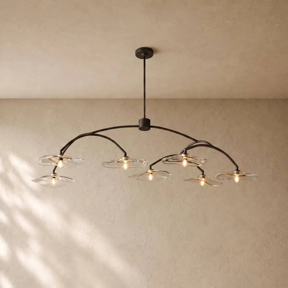 Liliy Clear Glass Round Chandelier - 54’’ / Black