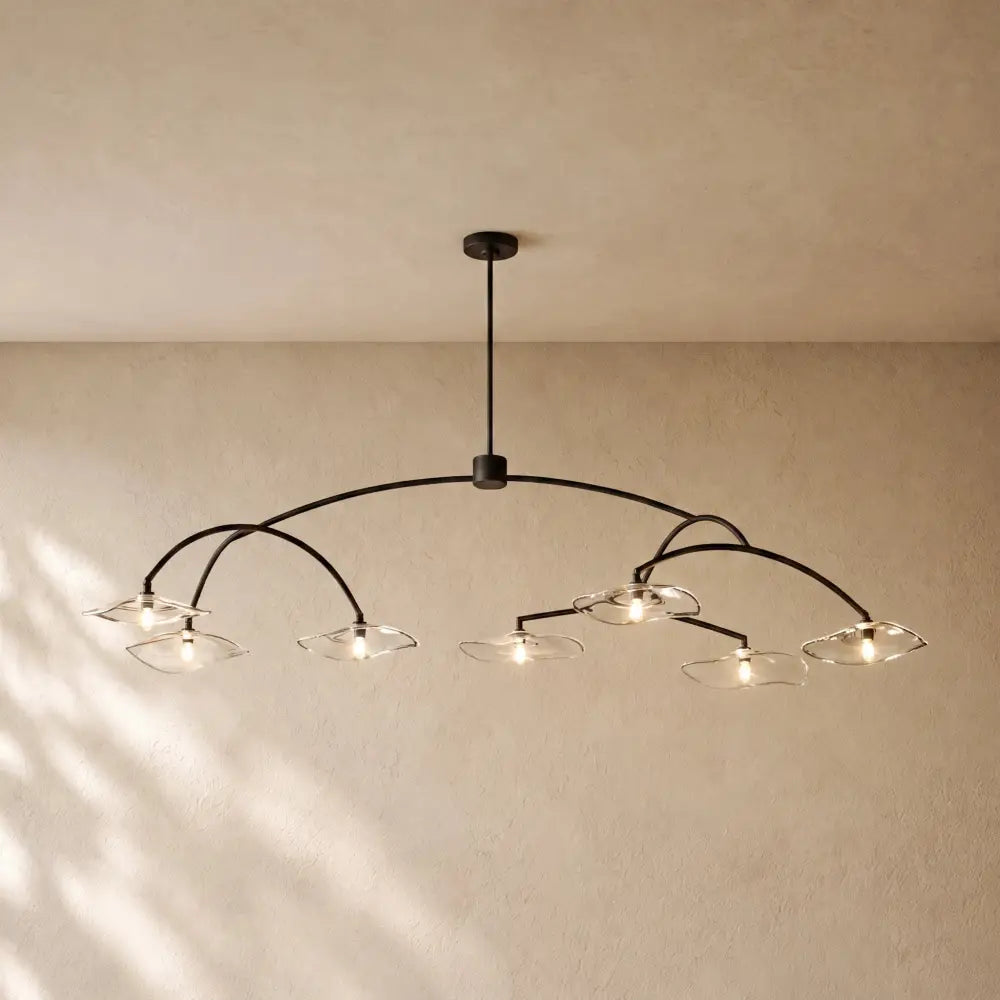 Liliy Clear Glass Round Chandelier - 72’’ / Black