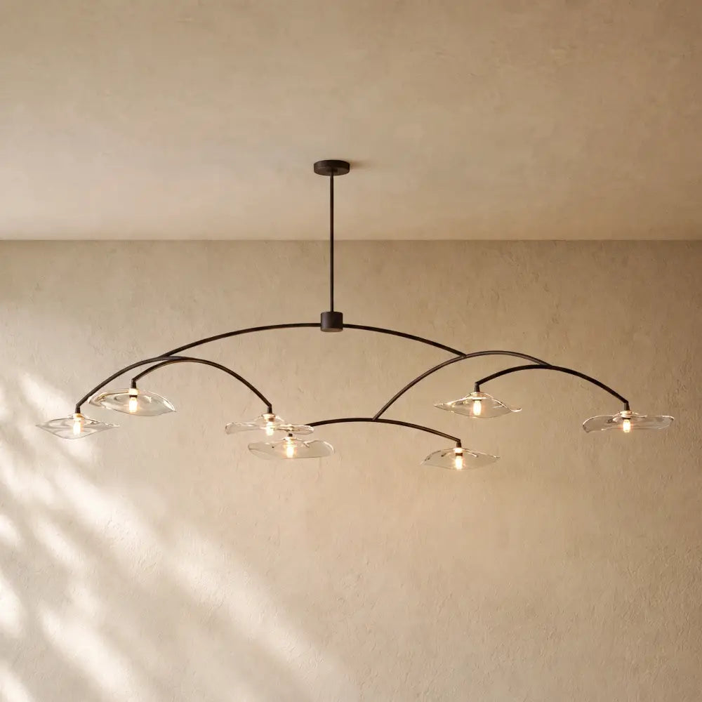 Liliy Clear Glass Round Chandelier - 84’’ / Black