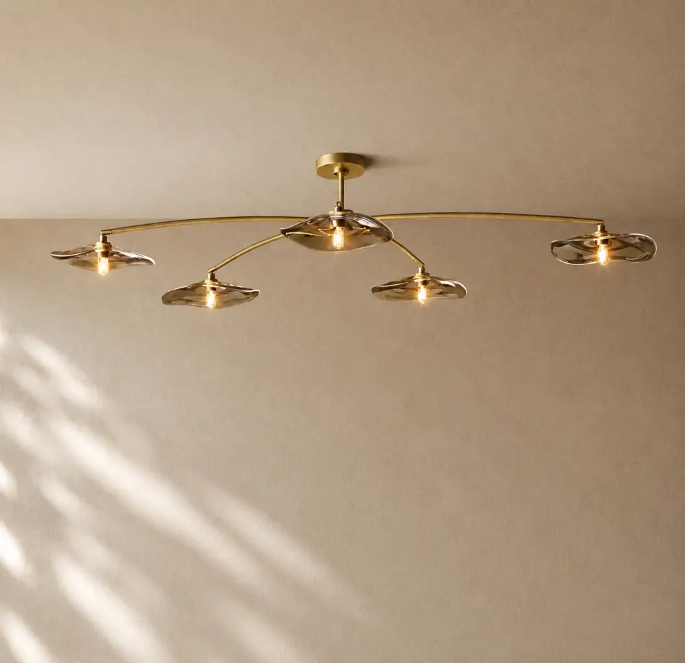 LILY GLASS FLUSHMOUNT 48“ - Lacquered Burnished Brass / 48’’ / Smoke
