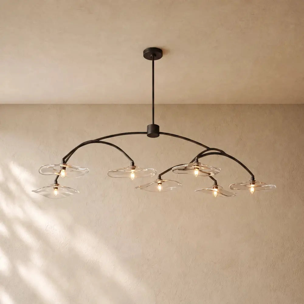 LILY GLASS ROUND CHANDELIER - Bronze / 54’’ / Smoke