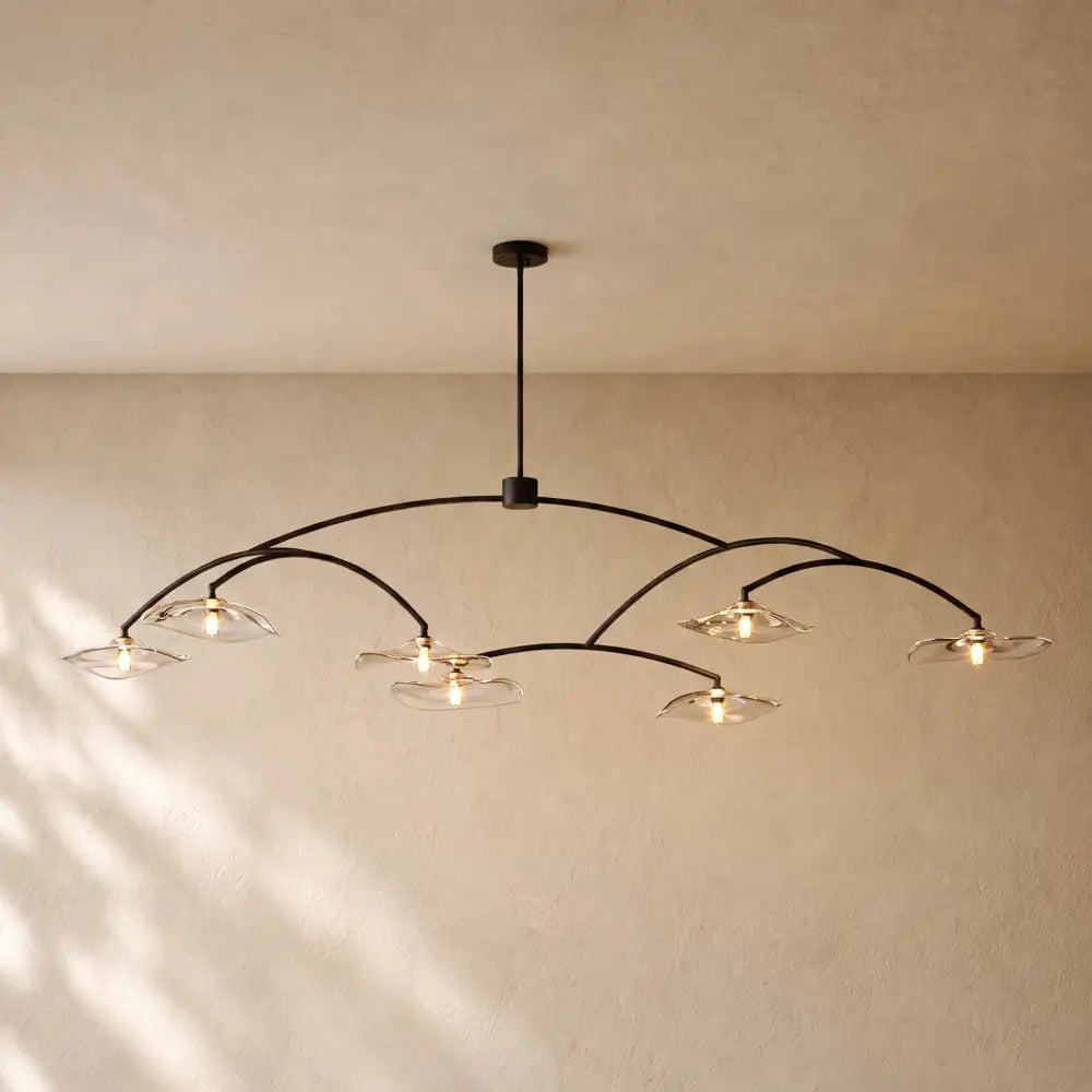 LILY GLASS ROUND CHANDELIER - Bronze / 84’’ / Smoke
