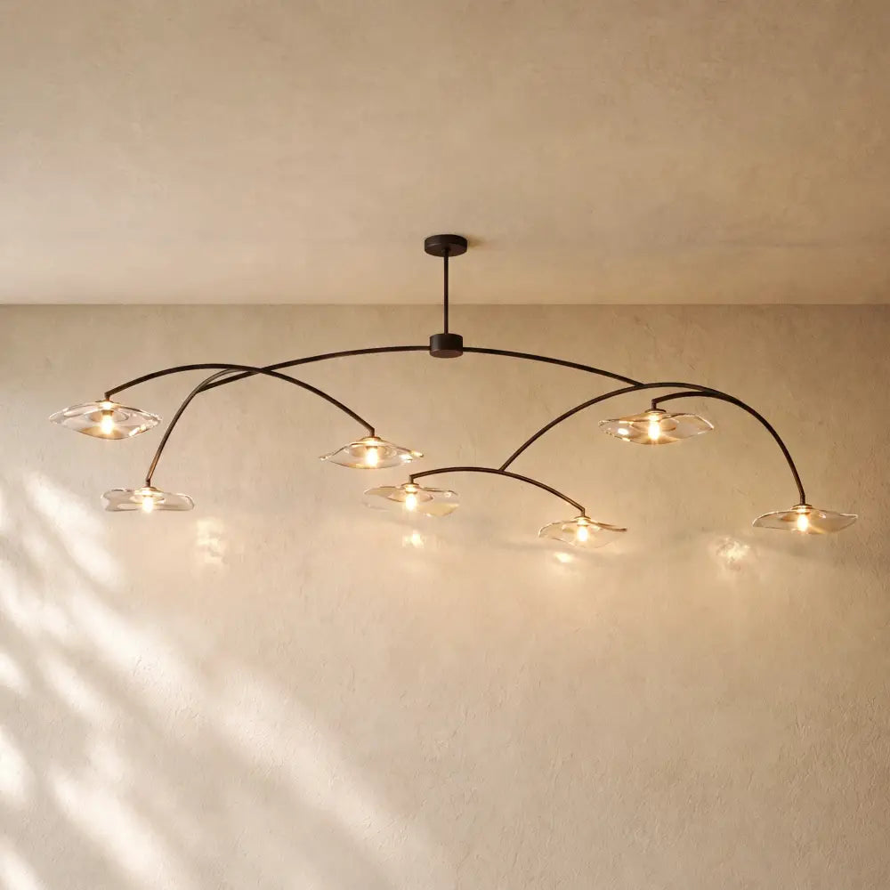LILY GLASS ROUND CHANDELIER - Bronze / 96’’ / Smoke