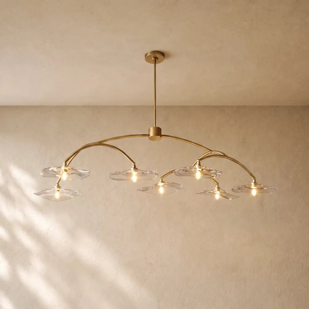 LILY GLASS ROUND CHANDELIER - Lacquered Burnished Brass / 54’’ / Smoke