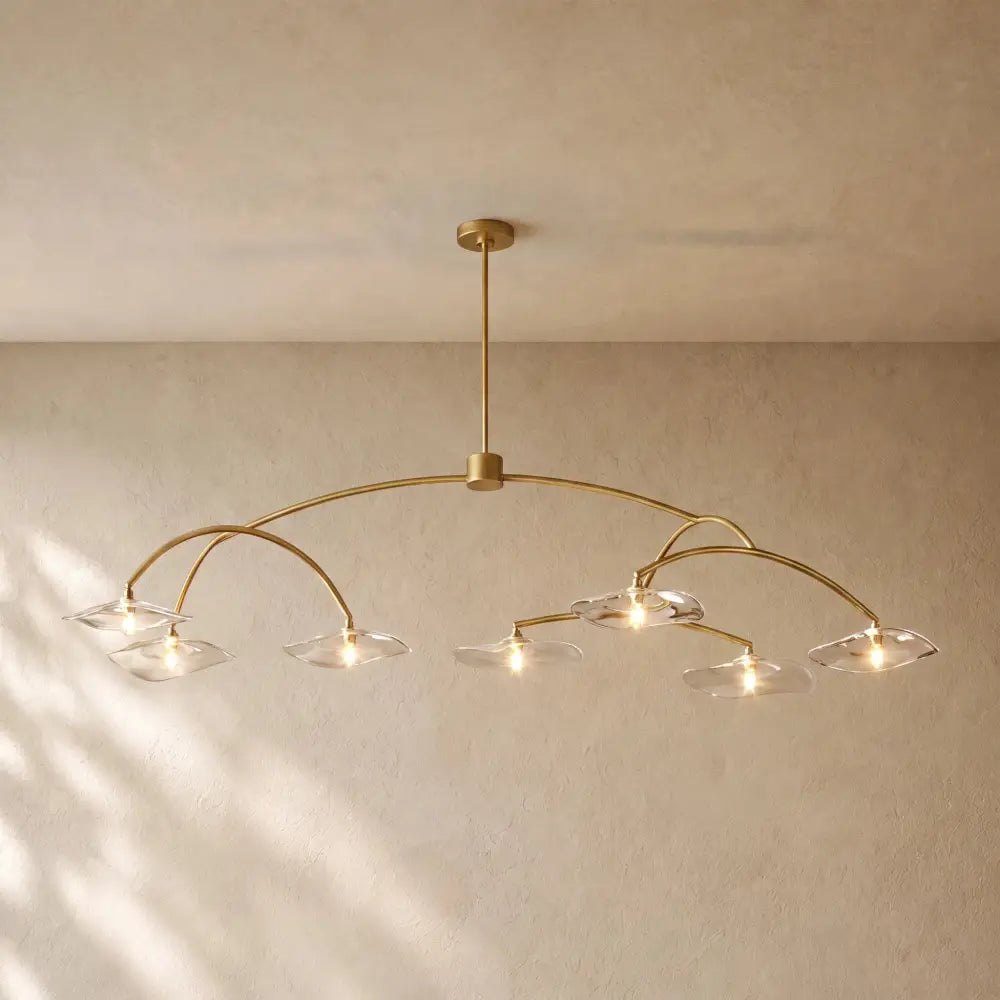 LILY GLASS ROUND CHANDELIER - Lacquered Burnished Brass / 72’’ / Smoke