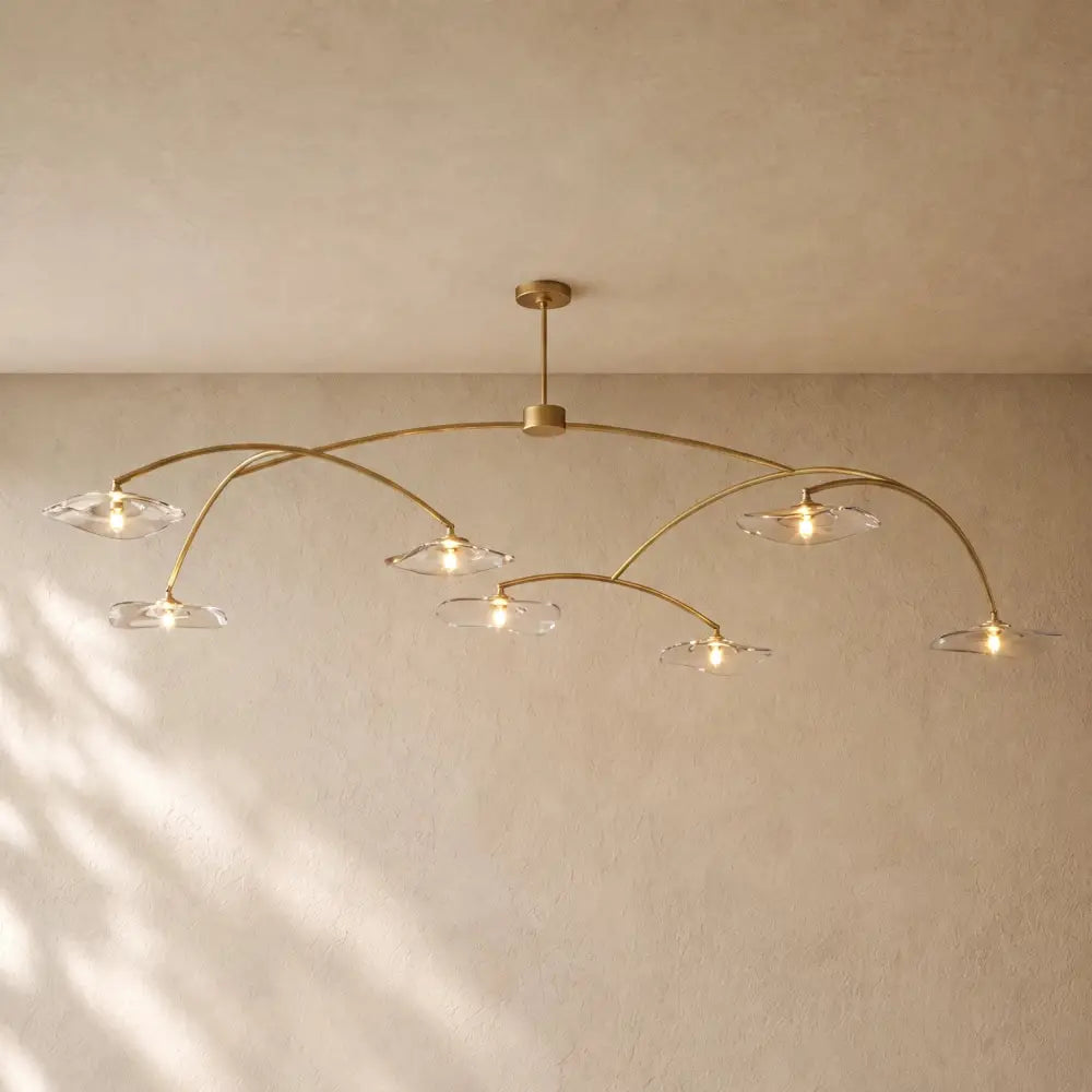 LILY GLASS ROUND CHANDELIER - Lacquered Burnished Brass / 96’’ / Clear