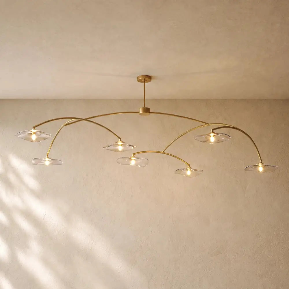 LILY GLASS ROUND CHANDELIER - Lacquered Burnished Brass / 96’’ / Smoke