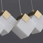 Linear Alabaster Cube Chandelier 6-Light Brass Island Pendant Light - fovolighting