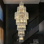 Long Crystal Staircase Chandelier Large Foyer Living Room Entryway Ceiling Light Fixture - fovolighting