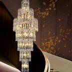Long Crystal Staircase Chandelier Large Foyer Living Room Entryway Ceiling Light Fixture - fovolighting