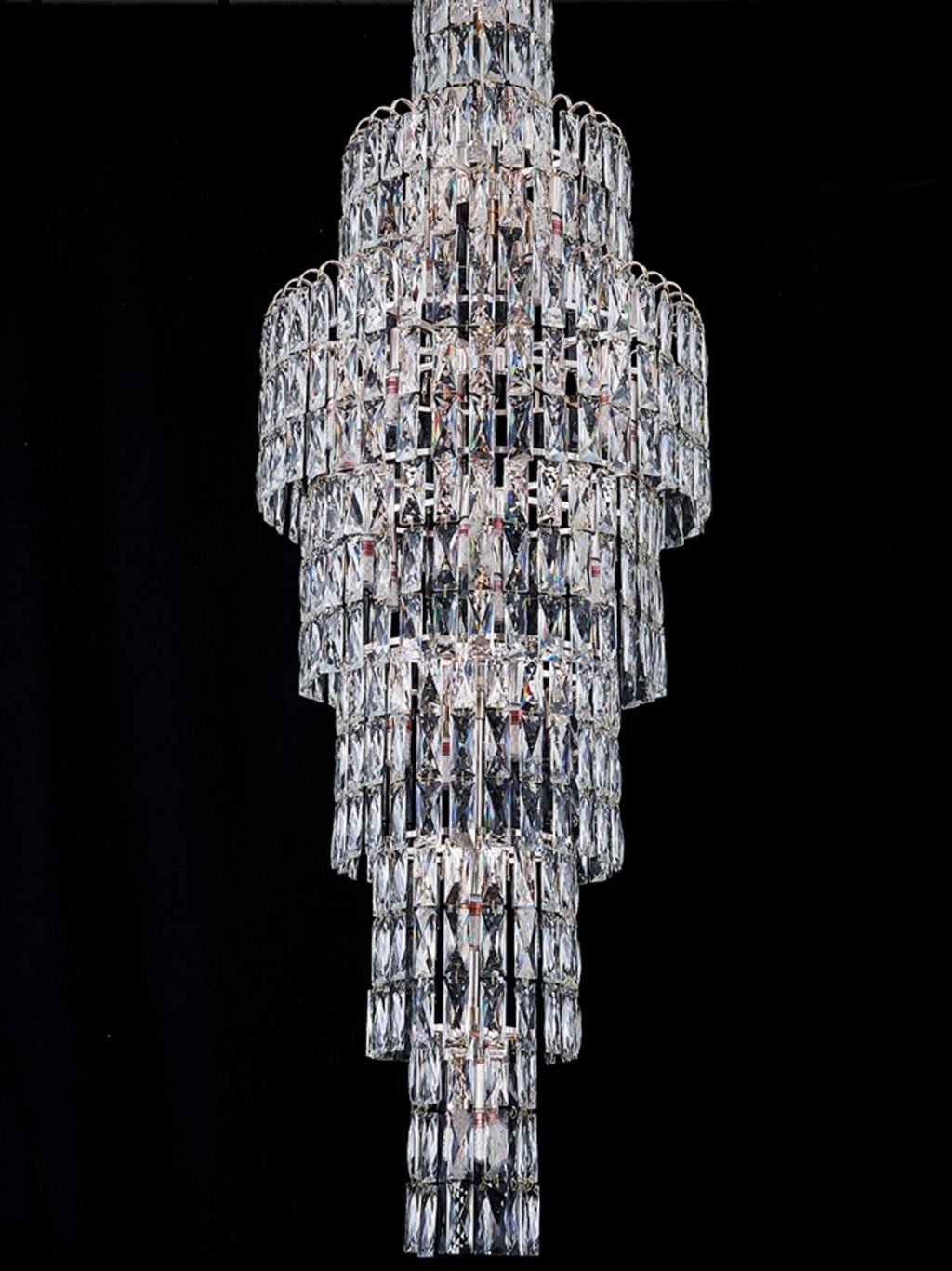 Long Crystal Staircase Chandelier Large Foyer Living Room Entryway Ceiling Light Fixture - fovolighting
