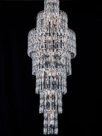 Long Crystal Staircase Chandelier Large Foyer Living Room Entryway Ceiling Light Fixture - fovolighting