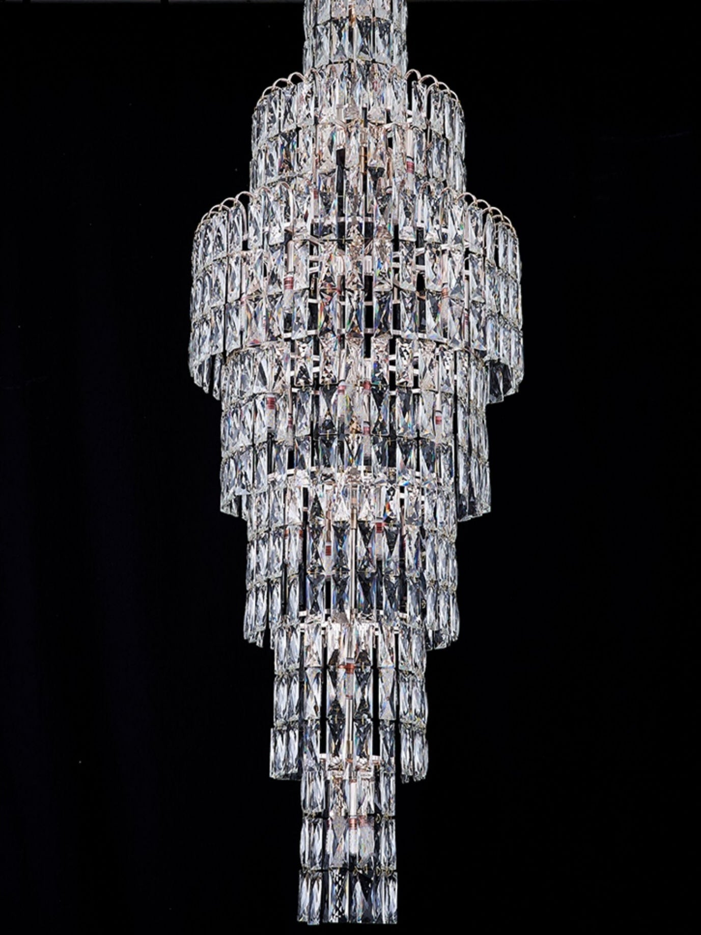 Long Crystal Staircase Chandelier Large Foyer Living Room Entryway Ceiling Light Fixture - fovolighting