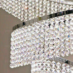 Long Crystal Tassel Rings Chandelier Extra Large Living Room Staircase High Ceiling Lighting Fixture - fovolighting