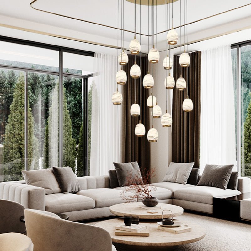 Lucidate Alabaster Round LED Chandelier - fovolighting