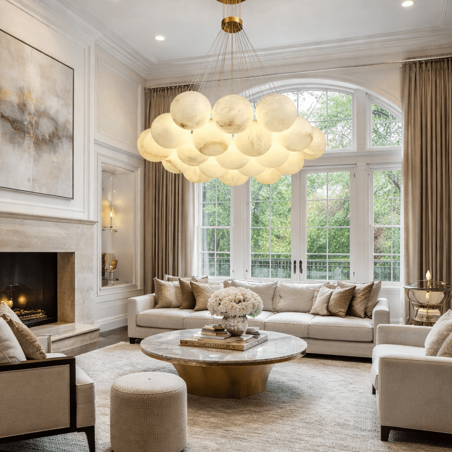 Lunar Alabaster Spherical Chandelier - fovolighting
