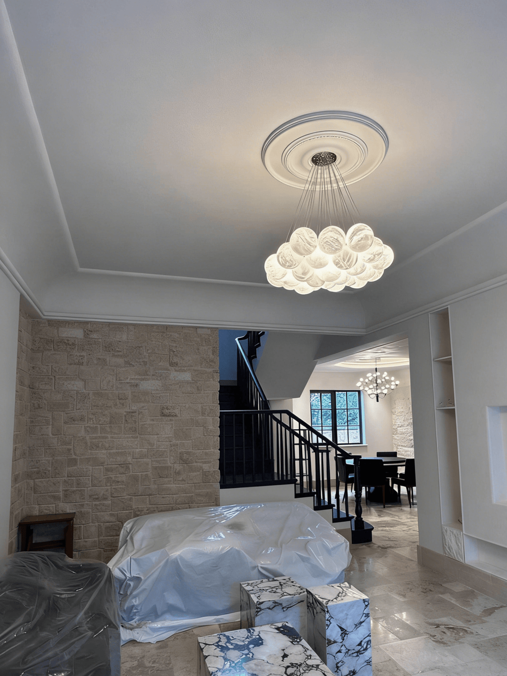 Lunar Alabaster Spherical Chandelier - fovolighting