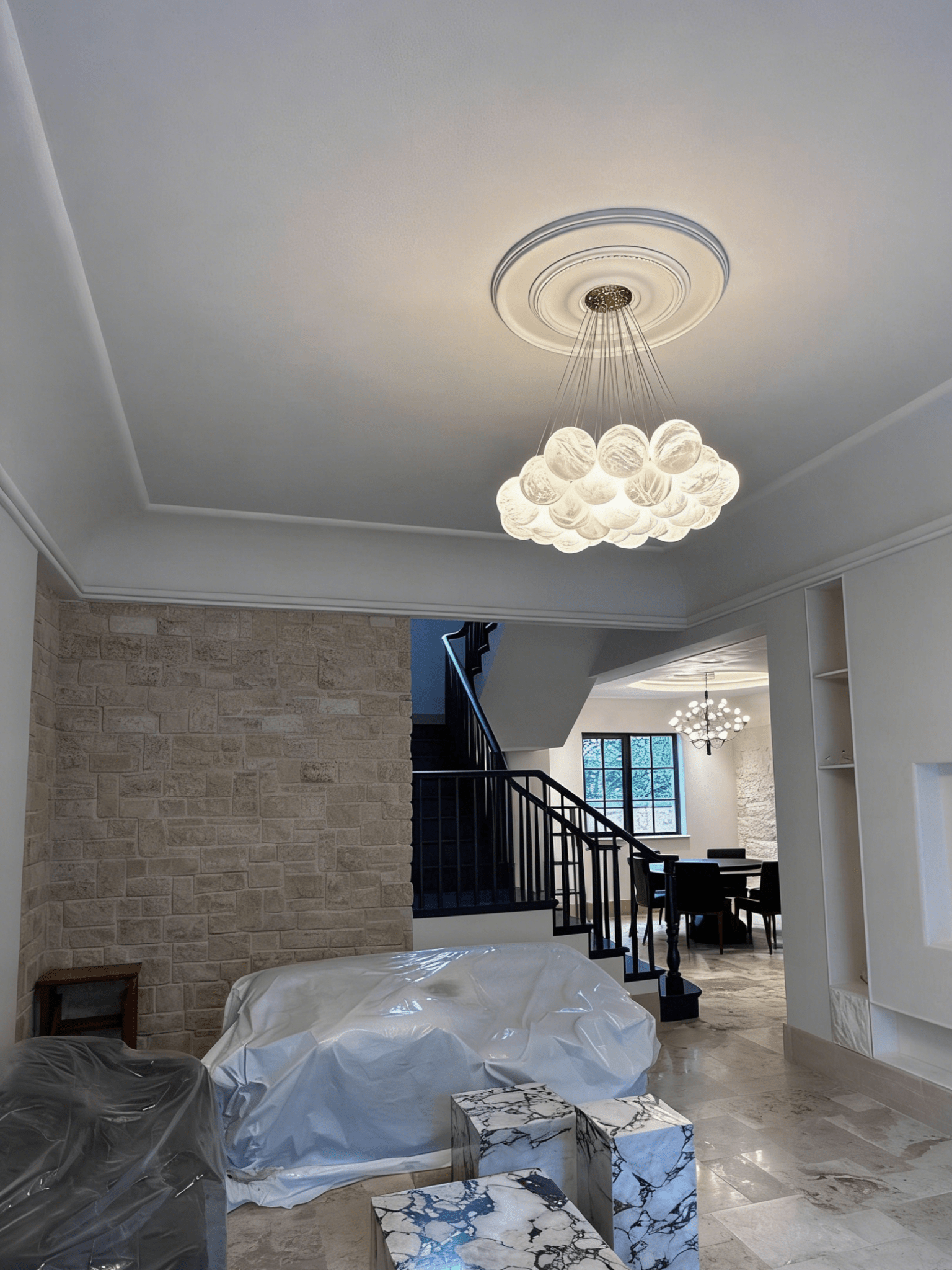 Lunar Alabaster Spherical Chandelier - fovolighting
