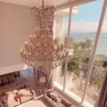 Luxury Classic Multi - layers Candle Crystal Dimmable Tiered Chandelier in Gold/Silver Finish - fovolighting