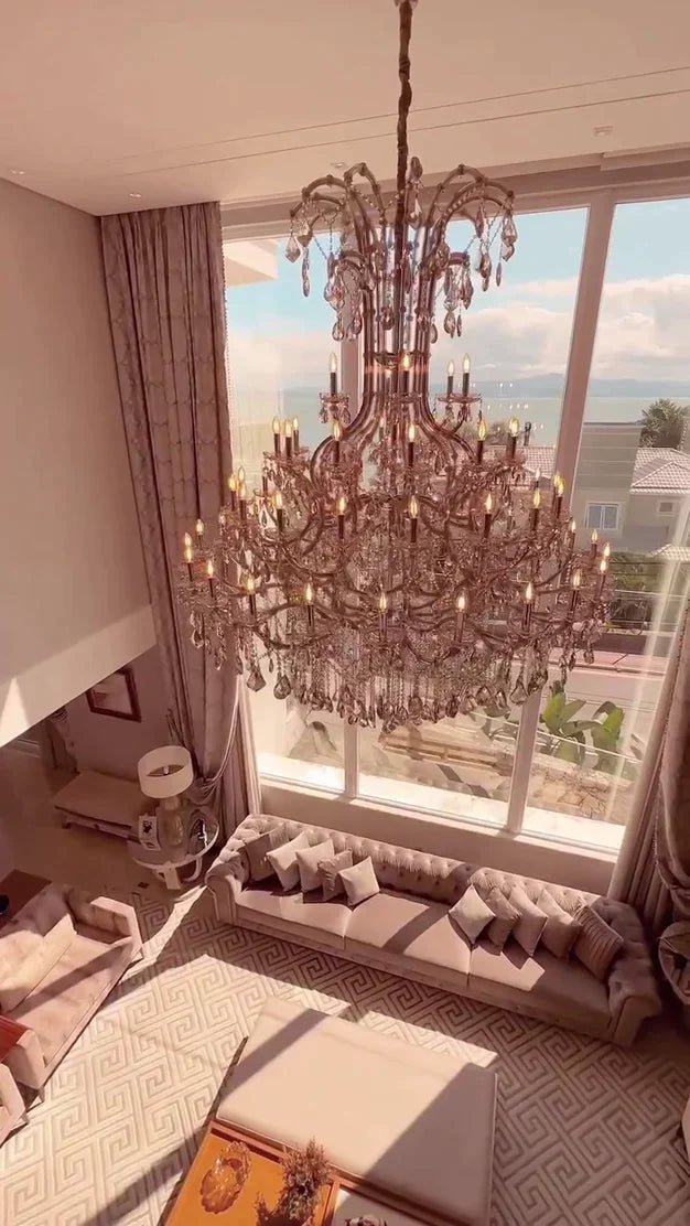 Luxury Classic Multi - layers Candle Crystal Dimmable Tiered Chandelier in Gold/Silver Finish - fovolighting