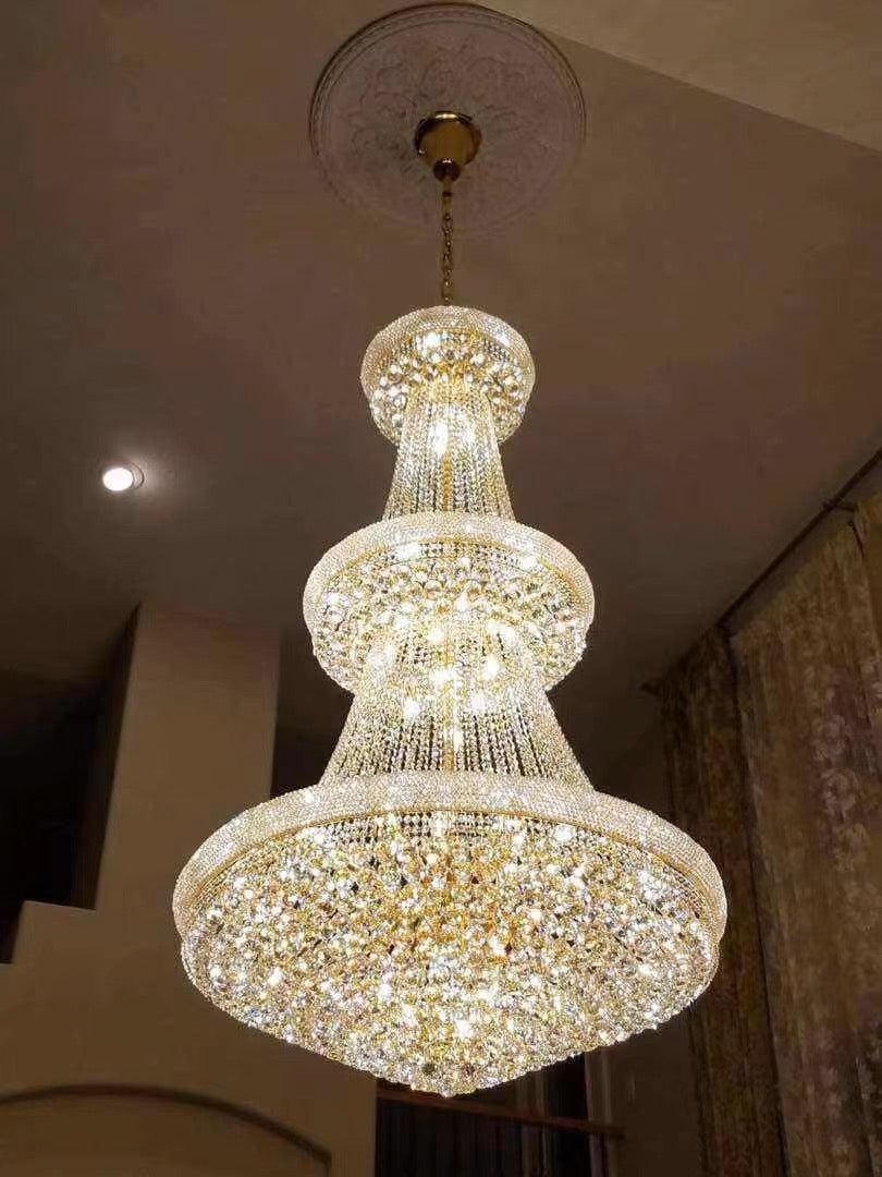 Luxury Crystal Chandelier for Grand Villa Hall and Duplex Staircase Lighting - fovolighting