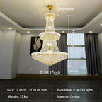 Luxury Crystal Chandelier for Grand Villa Hall and Duplex Staircase Lighting - fovolighting