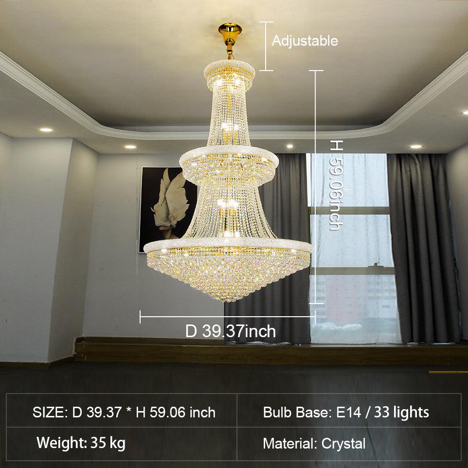 Luxury Crystal Chandelier for Grand Villa Hall and Duplex Staircase Lighting - fovolighting