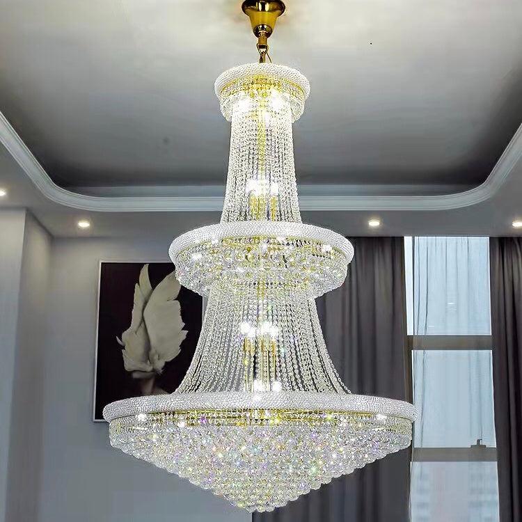 Luxury Crystal Chandelier for Grand Villa Hall and Duplex Staircase Lighting - fovolighting