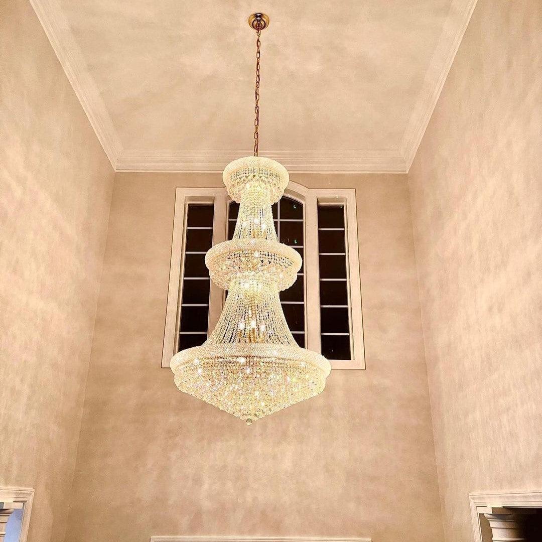 Luxury Crystal Chandelier for Grand Villa Hall and Duplex Staircase Lighting - fovolighting