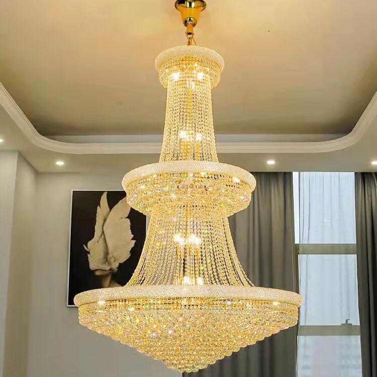 Luxury Crystal Chandelier for Grand Villa Hall and Duplex Staircase Lighting - fovolighting