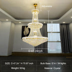 Luxury Crystal Chandelier for Grand Villa Hall and Duplex Staircase Lighting - fovolighting