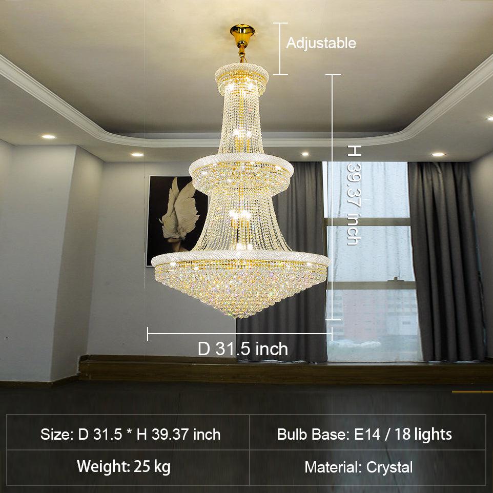 Luxury Crystal Chandelier for Grand Villa Hall and Duplex Staircase Lighting - fovolighting