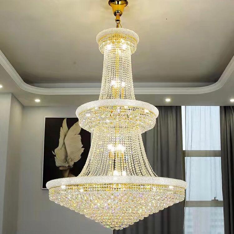 Luxury Crystal Chandelier for Grand Villa Hall and Duplex Staircase Lighting - fovolighting