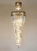 Luxury Extra Large Foyer Spiral Staircase Chandelier Long Crystal Ceiling Light Fixture For Living Room Hall Entrance - fovolighting
