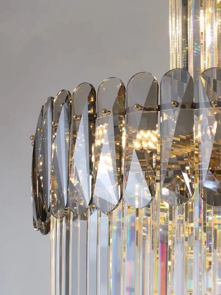 Luxury Extra Large Foyer Spiral Staircase Chandelier Long Crystal Ceiling Light Fixture For Living Room Hall Entrance - fovolighting