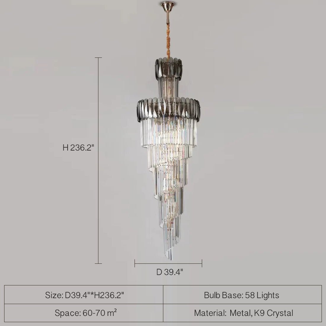 Luxury Extra Large Foyer Spiral Staircase Chandelier Long Crystal Ceiling Light Fixture For Living Room Hall Entrance - fovolighting